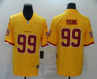 Men's Washington Redskins #99 Chase Young Gold 2020 Color Rush Stitched NFL Nike Limited Jersey