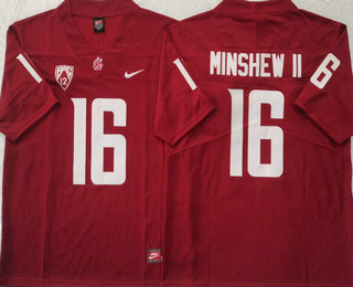 Men's Washington State Cougars #16 Gardner Minshew II Red Vapor Stitched College Football Jersey