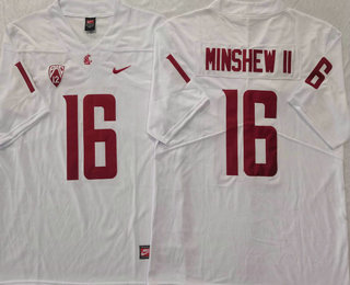 Men's Washington State Cougars #16 Gardner Minshew II White Vapor Stitched College Football Jersey