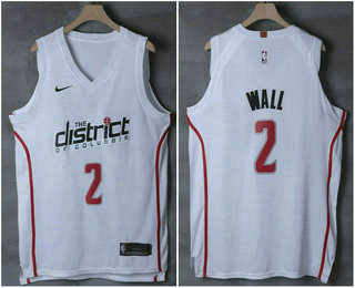 Men's Washington Wizards #2 John Wall White 2017-18 Nike City Edition Authentic Jersey