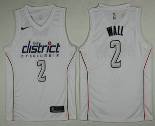 Men's Washington Wizards #2 John Wall White 2017-18 Nike City Edition Swingman Jersey