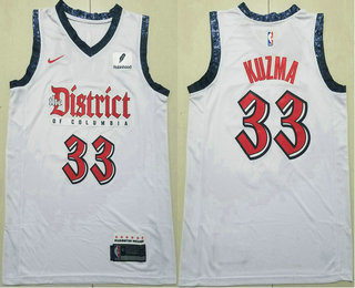 Men's Washington Wizards #33 Kyle Kuzma White 2024 City Edition Swingman Sponsor Stitched Jersey