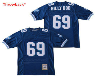 Men's West Canaan Coyotes #69 BILLY BOB Blue Stitched Football Jersey