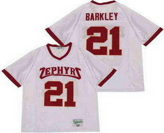 Men's Whitehall High School Zephyrs #21 Saquon Barkley White Football Jersey