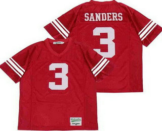 Men's Wichita North High School Redskins #3 Barry Sanders Red Football Jersey