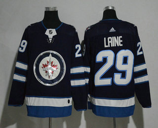 Men's Winnipeg Jets #29 Patrik Laine Blue With Handwork Sequin Fashion Team Logo Home 2017-2018 Hockey Adidas Stitched NHL Jersey