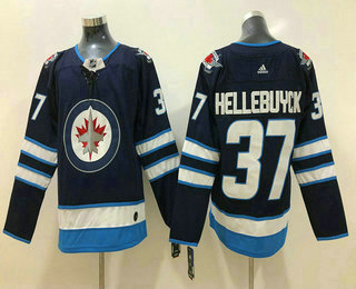 Men's Winnipeg Jets #37 Connor Hellebuyck Blue 2017-2018 Hockey Adidas Stitched NHL Jersey