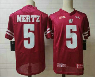 Men's Wisconsin Badgers #5 Graham Mertz Red College Football Jersey