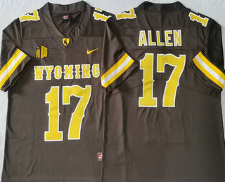 Men's Wyoming Cowboys #17 Josh Allen Brown Vapor Limited Stitched Nike Jersey