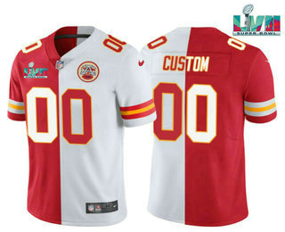 Men’s Kansas City Chiefs Active Player Custom Red White Split Super Bowl LVII Patch Vapor Untouchable Limited Stitched Jersey