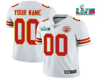 Men’s Kansas City Chiefs Active Player Custom White Super Bowl LVII Patch Vapor Untouchable Limited Stitched Jersey