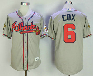 Mens Atlanta Braves #6 Bobby Cox Gray Road Throwback 1995 World Series with 30th Patch Stitched MLB Mitchell & Ness Jersey