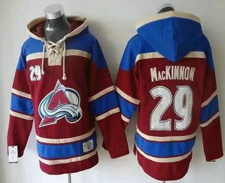 Mens Colorado Avalanche #29 Nathan MacKinnon Red Old Time Hockey 2015 Hoody