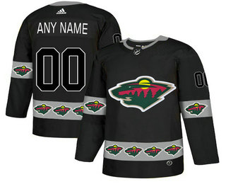 Minnesota Wild Black Men's Customized Team Logos Fashion Adidas Jersey