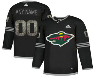 Minnesota Wild Black Shadow Logo Print Men's Customized Adidas Jersey