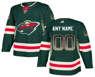 Minnesota Wild Green Men's Customized Drift Fashion Adidas Jersey