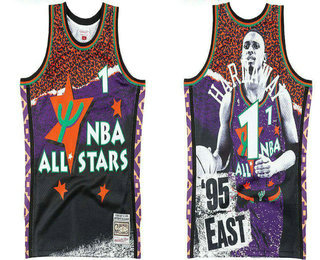 NBA 1995 All-Star #1 Penny Hardaway Purple With Portrait Hardwood Classics Soul AU Throwback Jersey