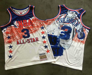 NBA 2003 All-Star #3 Allen Iverson White Swingman 2003 Commemorate Throwback Jersey