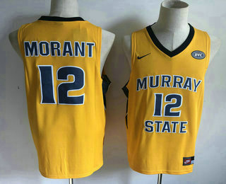 NCAA Murray State #12 Ja Morant Basketball Yellow Men Jersey