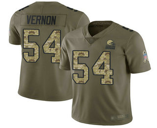 Nike Browns #54 Olivier Vernon Olive Camo Men's Stitched NFL Limited 2017 Salute To Service Jersey