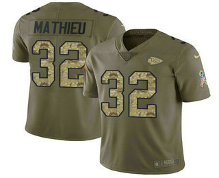 Nike Chiefs #32 Tyrann Mathieu Olive Camo Men's Stitched NFL Limited 2017 Salute To Service Jersey