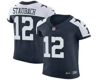 Nike Cowboys #12 Roger Staubach Navy Blue Thanksgiving Men's Stitched NFL Vapor Untouchable Throwback Elite Jersey