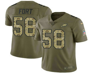 Nike Eagles #58 LJ Fort Olive Camo Men's Stitched NFL Limited 2017 Salute To Service Jersey