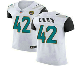 Nike Jaguars #42 Barry Church White Men's Stitched NFL Vapor Untouchable Elite Jersey