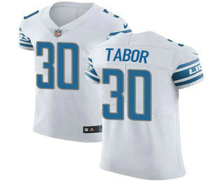 Nike Lions #30 Teez Tabor White Men's Stitched NFL Vapor Untouchable Elite Jersey