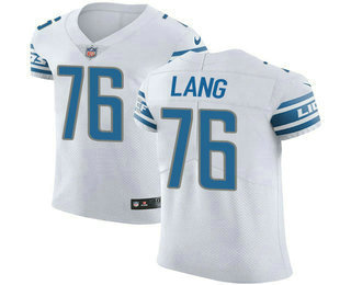 Nike Lions #76 T.J. Lang White Men's Stitched NFL Vapor Untouchable Elite Jersey