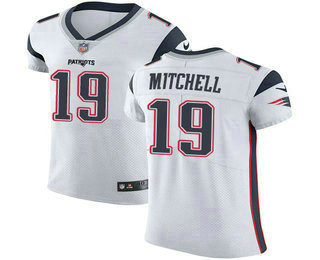 Nike Patriots #19 Malcolm Mitchell White Men's Stitched NFL Vapor Untouchable Elite Jersey