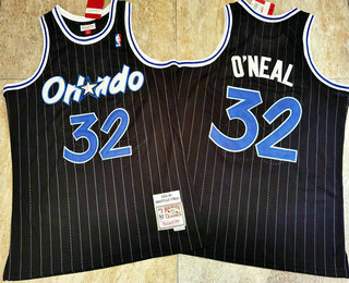 Orlando Magic #32 Shaquille O'neal 1994-95 Black Hardwood Classics Soul AU Throwback Jersey