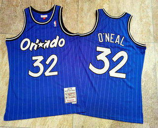 Orlando Magic #32 Shaquille O'neal 1994-95 Blue Hardwood Classics Soul AU Throwback Jersey