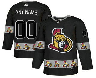 Ottawa Senators Black Men's Customized Team Logos Fashion Adidas Jersey