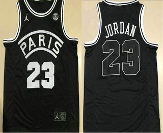 Paris Saint-Germain #23 Michael Jordan Black AU Stitched Brand Jordan Basketball Jersey