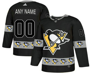 Pittsburgh Penguins Black Men's Customized Team Logos Fashion Adidas Jersey