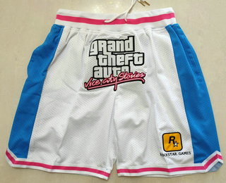 Rockstar Games White Swingman Stitched NBA Shorts