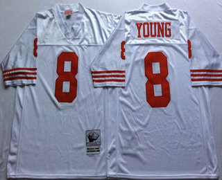 San Francisco 49ers #8 Steve Young White Throwbck Jersey