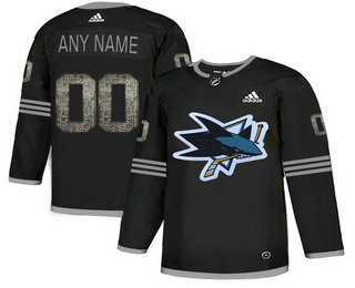 San Jose Sharks Black Shadow Logo Print Men's Customized Adidas Jersey