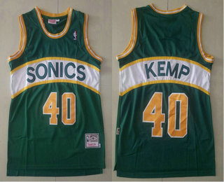 Seattle Supersonics #40 Shawn Kemp 1994-95 Green Hardwood Classics Soul Swingman Throwback Jersey