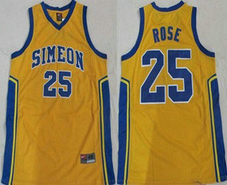 Simeon Vocational High School #25 Derrick Rose Yellow Jersey