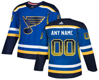 St. Louis Blues Royal Men's Customized Drift Fashion Adidas Jersey