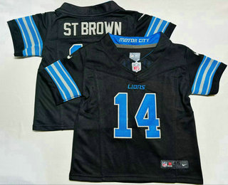 Toddler Detroit Lions #14 Amon Ra St Brown Limited Black FUSE Vapor Jersey