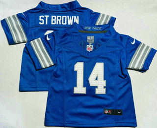 Toddler Detroit Lions #14 Amon Ra St Brown Limited Blue FUSE Vapor Jersey