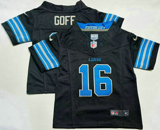 Toddler Detroit Lions #16 Jared Goff Limited Black FUSE Vapor Jersey