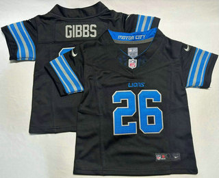 Toddler Detroit Lions #26 Jahmyr Gibbs Limited Black FUSE Vapor Jersey