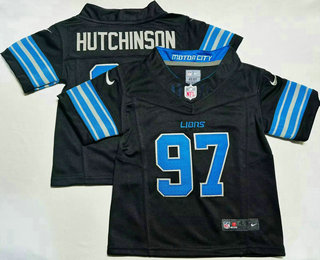 Toddler Detroit Lions #97 Aidan Hutchinson Limited Black FUSE Vapor Jersey