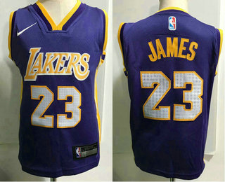 Toddler Los Angeles Lakers #23 LeBron James Purple Nike Swingman Stitched NBA Jersey
