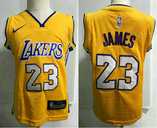 Toddler Los Angeles Lakers #23 LeBron James Yellow Nike Swingman Stitched NBA Jersey