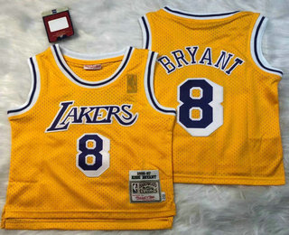 Toddler Los Angeles Lakers #8 Kobe Bryant 1996-97 Yellow Hardwood Classics Soul Swingman Throwback Jersey
